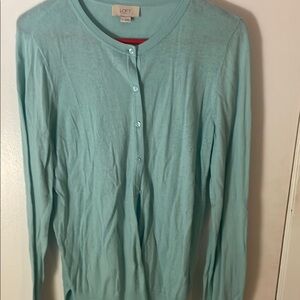 LOFT Aqua Button-Up Sweater